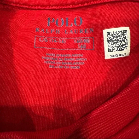 Polo by Ralph Lauren Big Boy’s Red Short Sleeve Tee - Picture 3 of 3